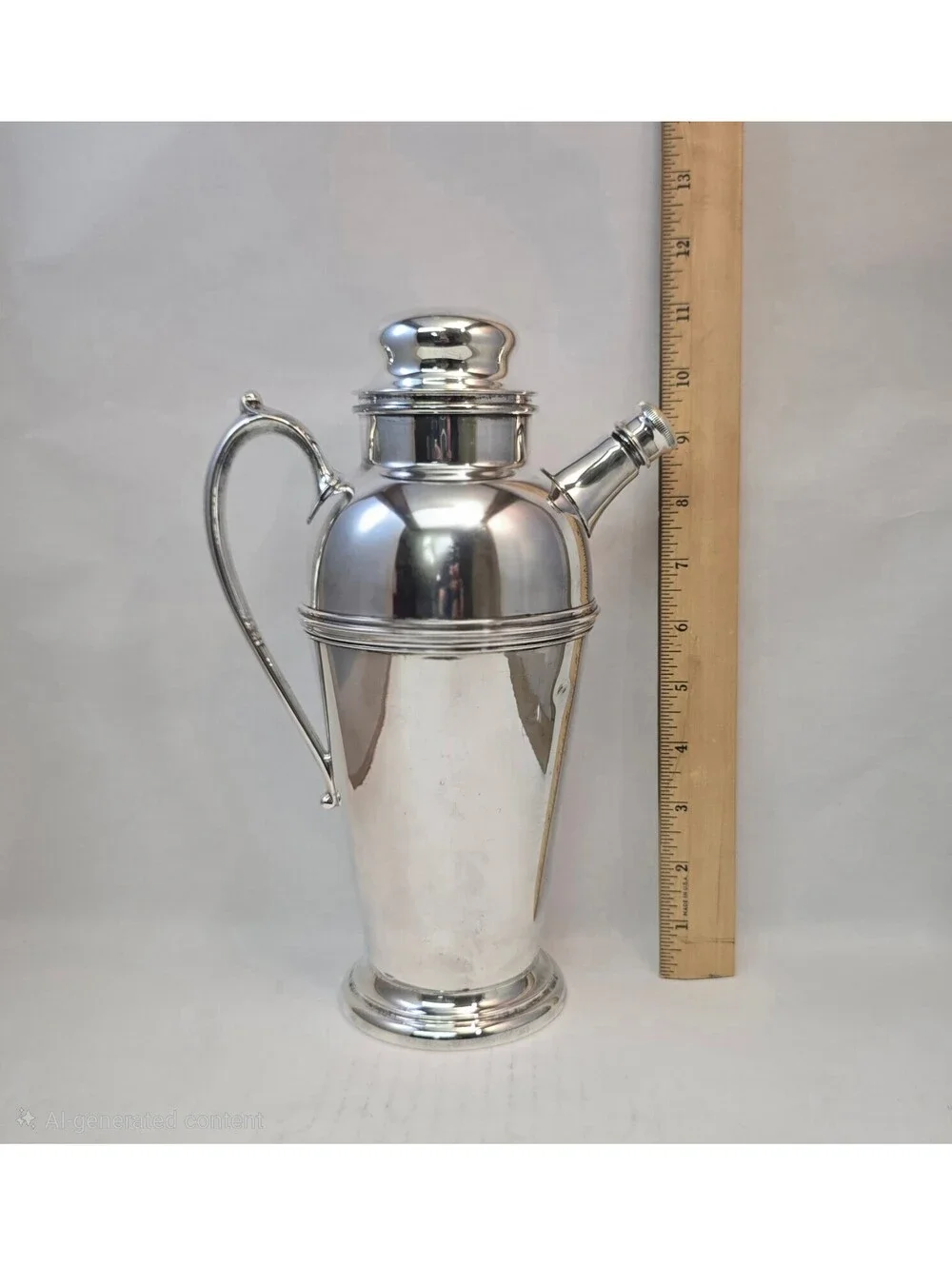 Vintage Crescent Silver Co Art Deco Cocktail Shaker Pitcher Plated Barware